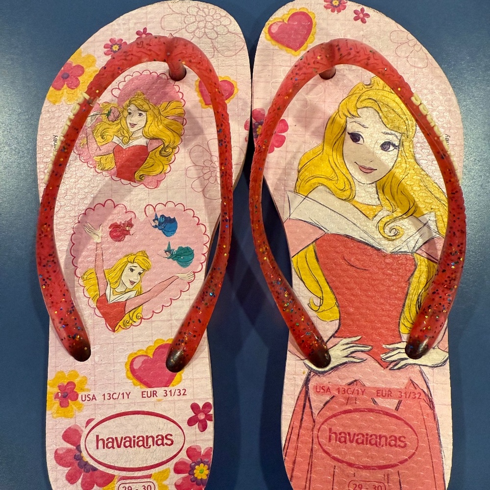 Havaianas Pink & Red Disney Princess Kids Flip Flops